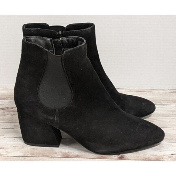 Bleecker & Bond Lina Womens Size 9.5 M Black Almond Toe Block Heel Ankle Booties - Picture 1 of 11
